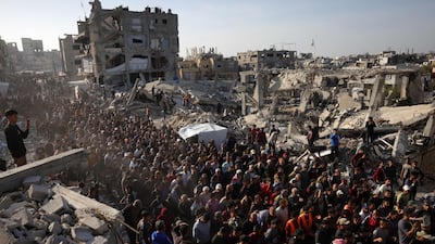 Palestinians stage a protest calling for the removal of Hamas and an end to the war with Israel, in Beit Lahia in the northern Gaza Strip. AFP