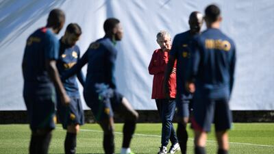 Portugal's manager Fernando Santos oversees training in Braga. AFP