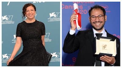 Arab filmmakers Kaouther Ben Hania, left, and Sameh Alaa join the short film jury for Cannes Film Festival 2021. La Biennale di Venezia, Getty Images