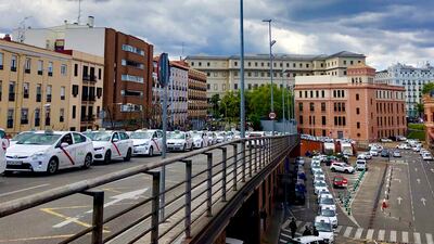 Taxi drivers in Madrid are benefiting from Americans travelling abroad. Holly Aguirre / The National