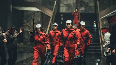 From left, Jun Jong-seo as Tokyo, Lee Hyun-woo as Rio, Jang Yoon-ju as Nairobi, Park Hae-soo as Berlin, Lee Won-jong as Moscow and Kim Ji-hun as Denver.