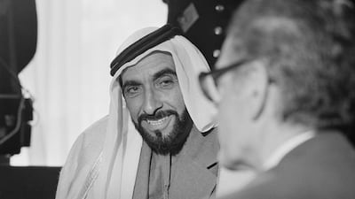 UAE Founding Father, the late Sheikh Zayed bin Sultan Al Nahyan, with Mohammad Reza Pahlavi, last Shah of Iran, at the First Opec Summit in Algiers on March 4, 1975. Getty Images