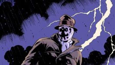 Seen here in an original illustration, Rorschach is one of Watchmen's most popular and uncompromising figures.