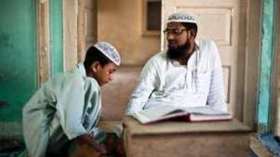 A student in the Jamaat-ur-Rashad madrasa in Azamgarh.