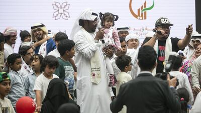 Children get involved in the on stage activities at Yas Mall. Mona Al Marzooqi / The National