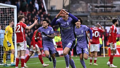 Liverpool's Darwin Nunez celebrates his winner. AFP