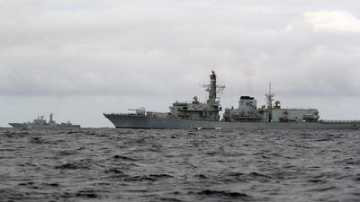 HMS Richmond, a Type 23 Duke Class frigate, sailed from the Shetland Islands after conducting routine training exercises and Maritime Security Operations, to escort the Russian Task Group which was on its way to the Mediterranean Sea. Royal Navy / Crown Copyright
