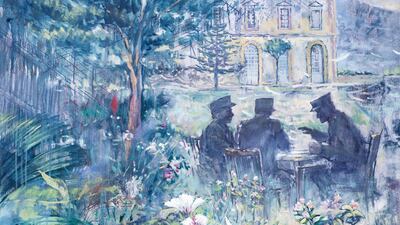 ‘Generals’, depicting diplomats negotiating in the garden of the hotel
