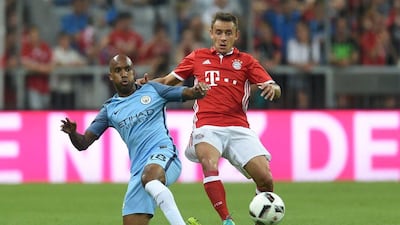 Manchester City midfielder Fabian Delph shown against Bayern Munich in their friendly match last Wednesday. Christof Stache / AFP / July 20, 2016