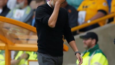 Manchester City manager Pep Guardiola looks dejected during the match. Reuters