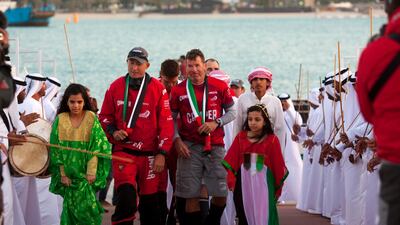 Camper Emirates Team NZ arrive after completing the second leg of the Volvo Ocean Race in Abu Dhabi on January 4, 2012. Christopher Pike / The National