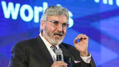 Franco Atassi, chief executive for smart infrastructure at Siemens Middle East, speaks during the RAK Energy Summit. Victor Besa / The National