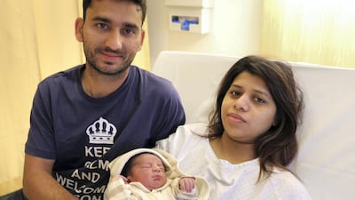 Baby Muhammad Abdul Hadi was born at 12:03am to parents Mohammed and Asma Rizwan, in Abu Dhabi. Courtesy Burjeel Hospital