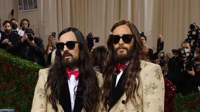 Alessandro Michele and Jared Leto in matching Gucci ensembles at the 2022 Met Gala. AFP