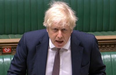 Britain's Prime Minister Boris Johnson attending the weekly Prime Minister's Questions (PMQs) at the House of Commons in London. AFP