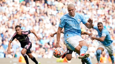 Manchester City 5 (Alvarez 31', Ake 45'+5, Haaland 58', pen 70', 90'+5) Fulham 1 (Ream 33'): Champions City maintained their 100 per cent record took over top spot going into the international break as Erling Haaland scored another hat-trick and set up another goal, meaning the Norwegian now has 42 goals and nine assists from 39 Premier League appearances. City assistant manager Juanma Lillo said: "He's great at providing for other players ... he has this importance to other players, it's not just about scoring goals." AP