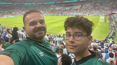 Dr Khayat and Abdullah at the Argentina v Mexico match