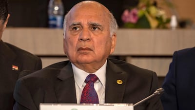 Iraq's Foreign Minister Fuad Hussein at the meeting. AFP