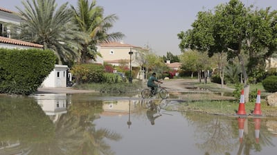Some streets in The Green Community West are still flooded following last week’s storm. Jeffrey E Biteng / The National