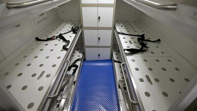Bunks onboard the HMS Artful, which has a normal crew of 98 officers and men. Phil Noble / Reuters