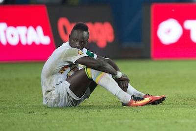 Sadio Mane after missing his crucial penalty against Cameroon at the 2017 Africa Cup of Nations. Getty Images