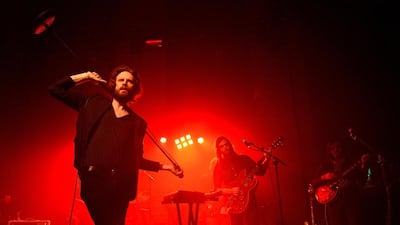 Father John Misty on stage in London last month. Gus Stewart / Redferns via Getty Images