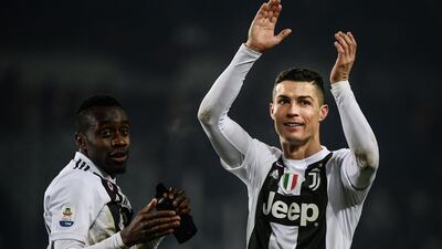 Cristiano Ronaldo and Blaise Matuidi celebrate after the final whistle. AFP