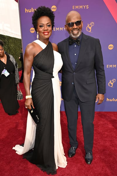 Viola Davis, wearing Zuhair Murad, with husband Julius Tennon. AP
