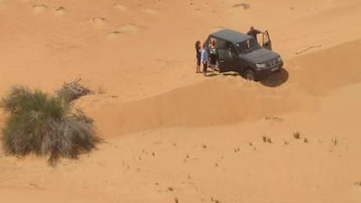 Dubai Police air wing helicopter tracks the family's vehicle to the desert outside the city using a mobile phone signal. Courtesy of Dubai Police