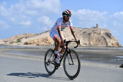 Yousif Mirza in action for United Arab Emirates at the 2019 Tour of Oman. Getty Images