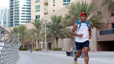 Mark Henway, 46, from Australia trains for a 250-kilometre, 7-day race across the Sahara Desert. Christopher Pike / The National