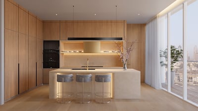 The sleek and modern kitchen.