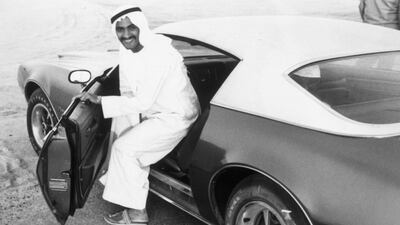 The son of the ruler of Fujairah, Sheik Mohammed, with his American Sports Car around Dec. 29, 1971. AP Photo / Horst Faas