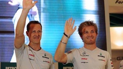 Nico Rosberg, right, has had the better of Michael Schumacher since they became teammates at Mercedes GP.