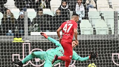 Monza's Dany Mota scores their second goal. AP