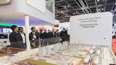 Above, a model of the planned US$1.8 billion Hassyan clean coal plant in Dubai. Antonie Robertson / The National