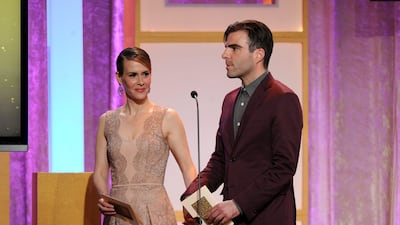 Sarah Paulson, left, and Zachary Quinto both won awards for their roles in American Horror Story, for best supporting actress and actor. Frank Micelotta / Invision / AP