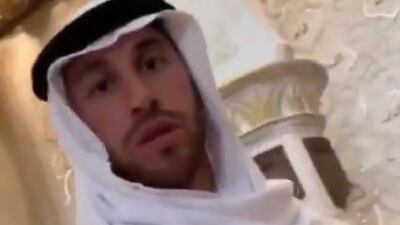 Sergio Ramos at the Sheikh Zayed Grand Mosque. Courtesy sergioramos / Instagram