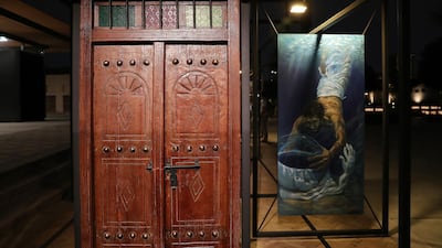 A wooden door on display at the Al Shindagha Days culture festival held at Al Shindagha Heritage District in Dubai. Pawan Singh / The National