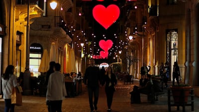 Valentine's Day decorations in downtown Beirut / AP