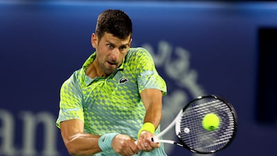 Novak Djokovic in action during his match against Tomas Machac. Reuters