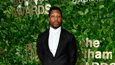 US actor Jonathan Majors attends. AP