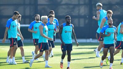 Barcelona's players during training. AFP