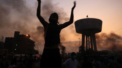 An Iraqi protester at Tayaran square in Baghdad, on October 2, 2019. AFP