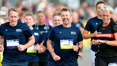 Crown Prince Frederik takes part in the Royal Run Sonderjylland Denmark, in 2021. AP