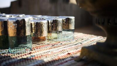 Glasses on the Bedouin camp site which were hand picked for their authenticity. Lee Hoagland / The National
