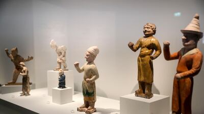 Terracotta figures based on characters one would meet along the Silk Road. Khushnum Bhandari / The National
