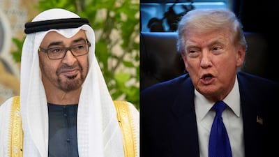 President Sheikh Mohamed and US President Donald Trump spoke on the phone on Tuesday. Photo: UAE Presidential Court/Reuters