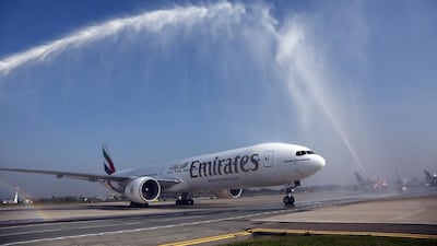 Emirates inaugural flight touches down at Bologna Guglielmo Marconi Airport. Courtesy Emirates