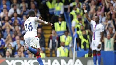 Crystal Palace's Bakary Sako celebrates scoring the team's first goal against Chelsea on Saturday in their win at Stamford Bridge. Paul Hackett / Reuters / August 29, 2015